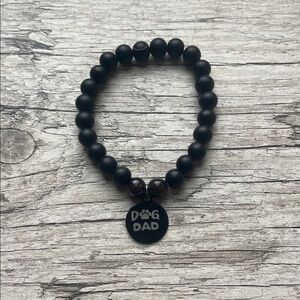 Dog Dad Black Beaded Bracelet